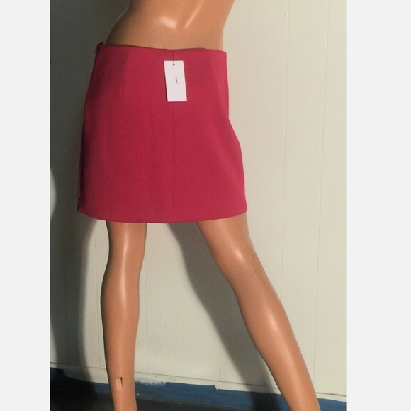 NWT~WELLS GRACE Fuchsia Pink Asymmetrical Zipper Short Modern Mini Skirt~M - Picture 4 of 9